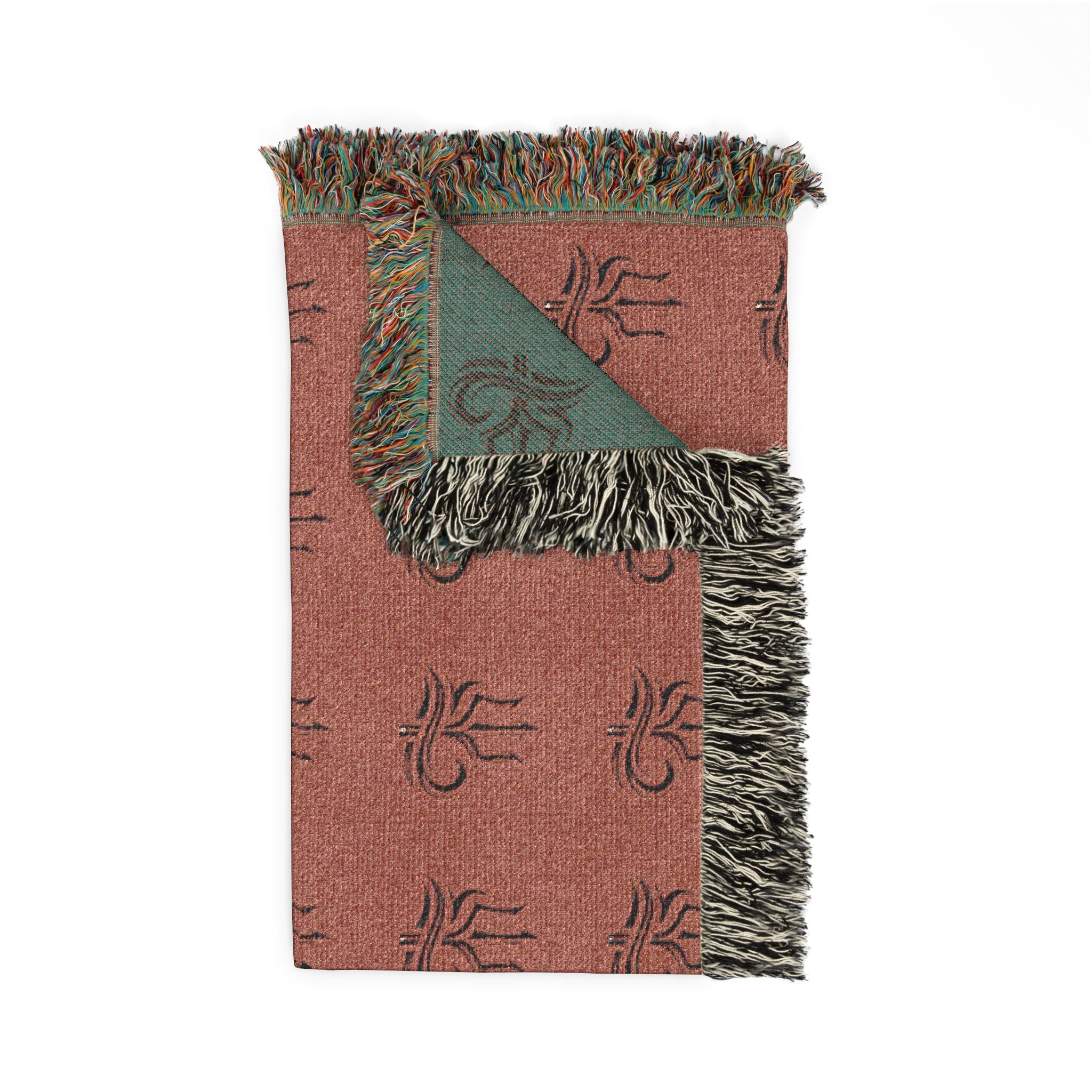 Woven Blanket Red and Blue Adapt or Die logo