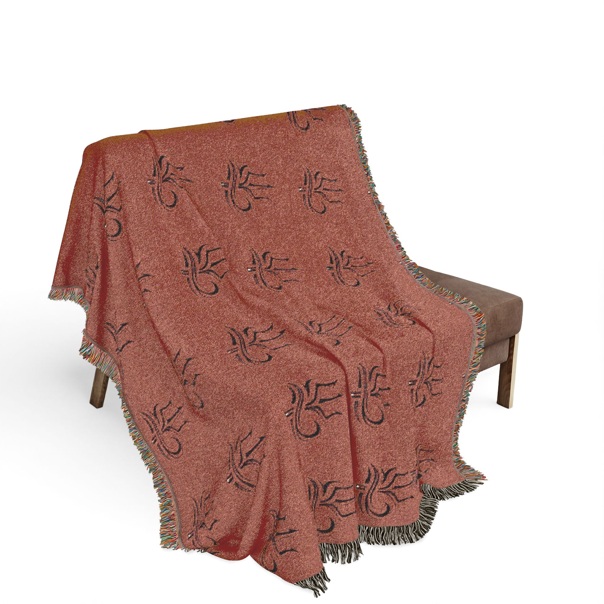 Woven Blanket Red and Blue Adapt or Die logo