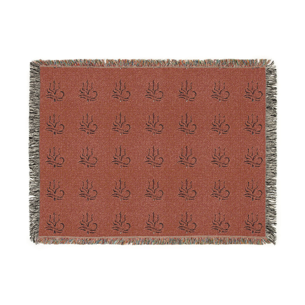 Woven Blanket Red and Blue Adapt or Die logo
