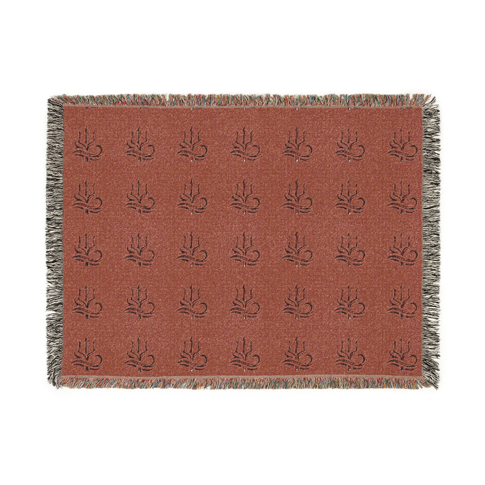 Woven Blanket Red and Blue Adapt or Die logo